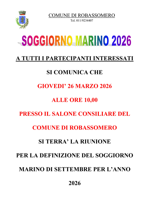 Riunione Soggiorno Marino Settembre 2026