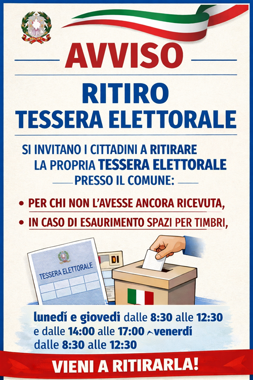 Avviso per ritiro della tessera elettorale