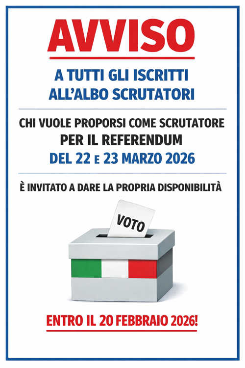 Referendum confermativo 2026  Disponibilità scrutatore di seggio elettorale